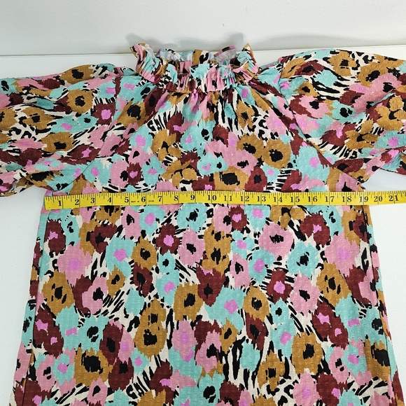 THML Treat You Right Cream Floral Blouse Button Down Back S - Picture 9 of 12